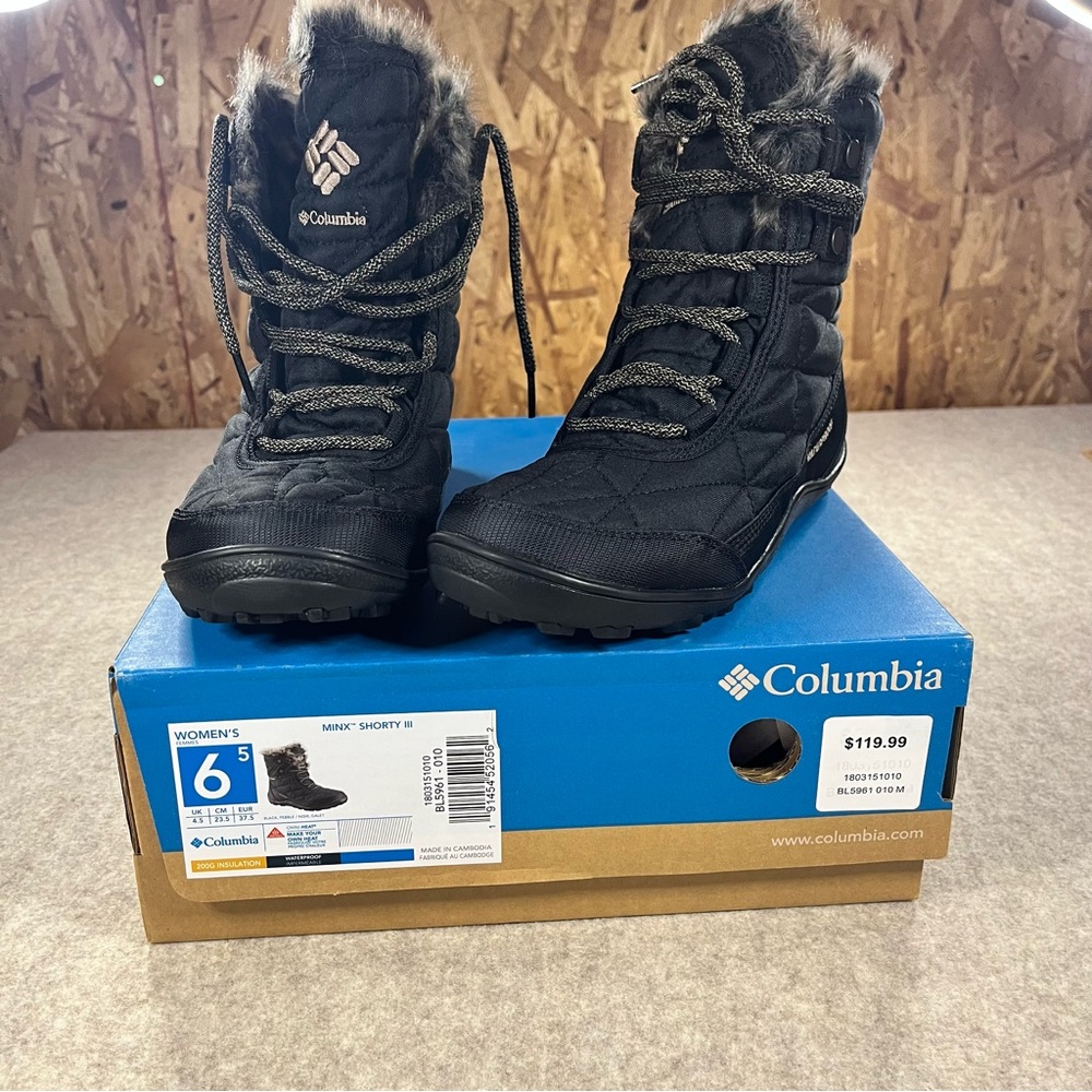 Columbia Mix Shorty III Waterproof Women's Black Winter Boots Size 6.5